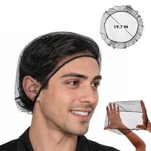 50 Pack 24 Inch Reusable Black Hair Nets, Breathable Honeycomb Nylon Mesh Hairnets with Soft Elastic Band, All-Day Comfort Hair Covers for Food Service Cooking Men Women