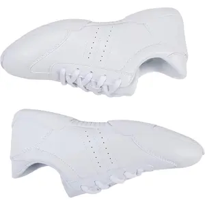 Youth Girls White Cheerleading Shoes - Athletic Training Tennis Walking Sneakers, Lightweight Non Slip for Competition