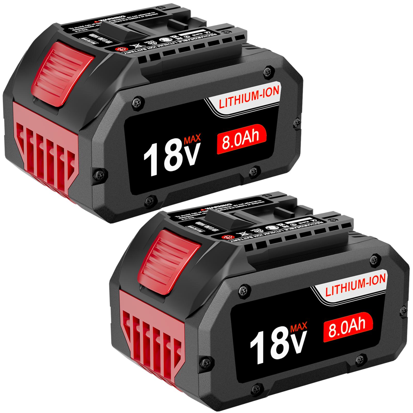 New 2 Pack 18V Battery For Bosch 18V 8.0AH Li-ion BAT609 BAT610G BAT618 GSR18V-LI