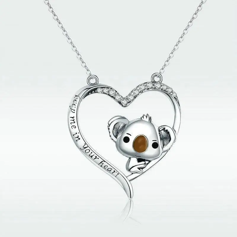 Design Sense Cute Koala Heart Cartoon Pendant Necklace Gift of Fashion Jewelry Girlfriend's Anniversary Leisure Banquet Jewelry
