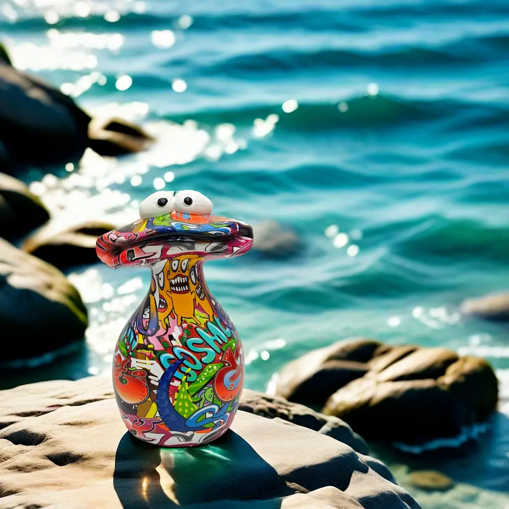 Cute Graffiti Resin Frog Figurine, Funny Large Mouth Decor for Bedroom Desk, Unique Gift for Art Lovers, 1pc Desktop Ornament