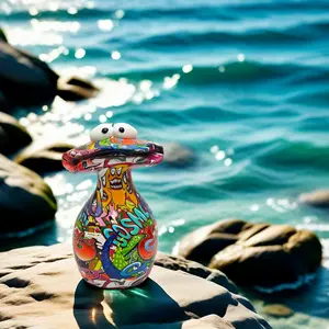 Cute Graffiti Resin Frog Figurine, Funny Large Mouth Decor for Bedroom Desk, Unique Gift for Art Lovers, 1pc Desktop Ornament