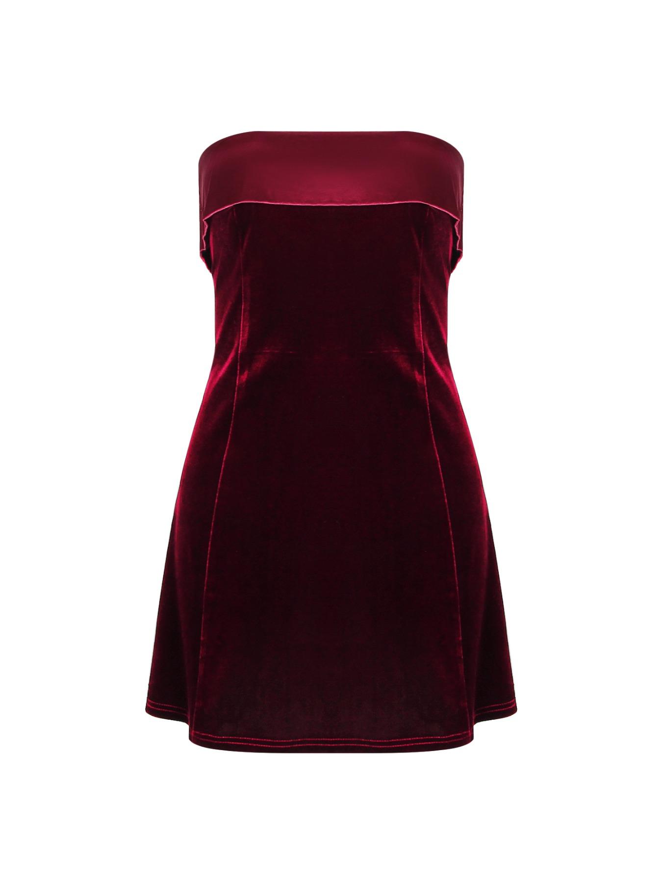 Women Velvet Strapless Party Dress Sexy Occasion Wear Velour Mini Dress Elegant Formal Dress