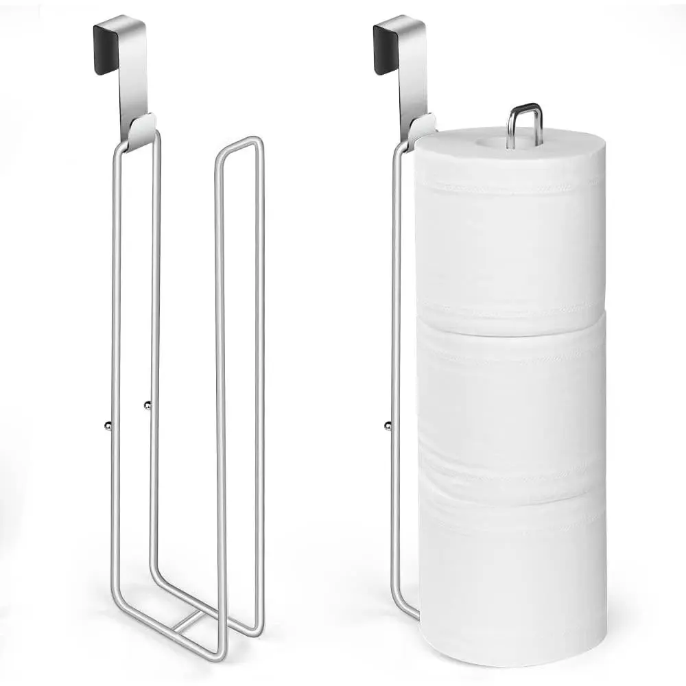 Bathroom Toilet Paper Roll Holder for 3 Roll Tissue(2 Pcs) | , Brushed Nickel,Over The  Toilet Paper Holder,Self Adhesive Toilet Paper Holder Storage Wall Mount,Stainless Steel