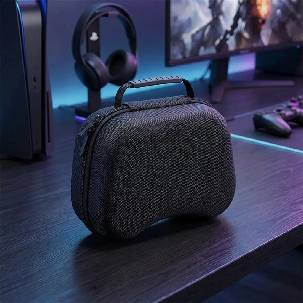 Hard EVA Game Controller Carrying Case - Portable Travel Protection Accessory with Console Cloth for PS5 Controller, PS4, Xbox 1, Switch Pro Devices, PS5 Accessories