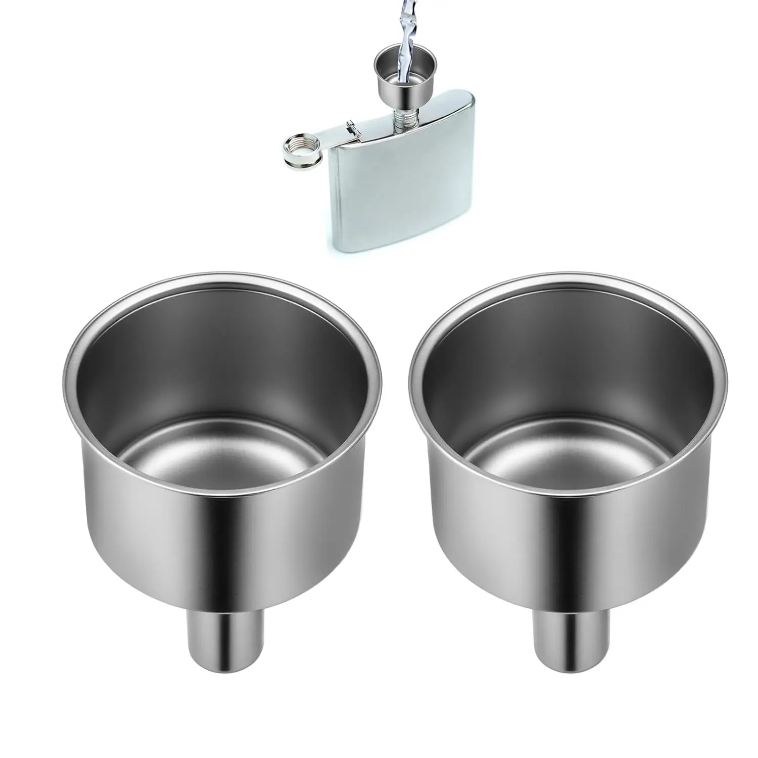 Stainless Steel Funnel for Flask Small Kitchen Funnel Set with 3/8" Spout for Transferring Coffee Beans  Blends  Oil Bottle