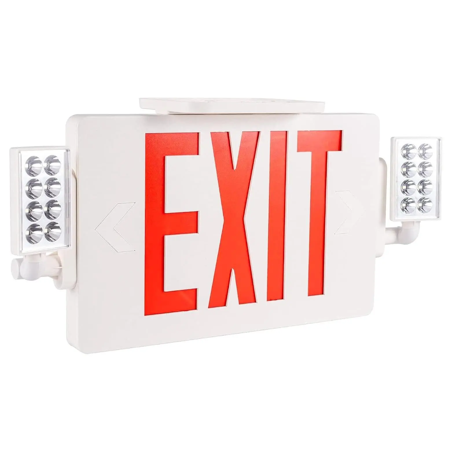 Exit Sign with Emergency Light, Battery Backup, 1 Pack | Hardwired LED Combo Exit Light, Commercial Double-Sided, 2 Bright Adjustable Heads, Red, UL 924 & CEC Listed, 120-277VGift