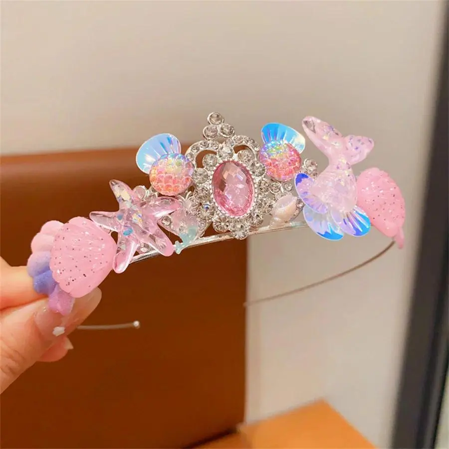 New fashion mermaid princess headband girl shell crystal pearl headband little girl bangs hair band party hair accessories gift