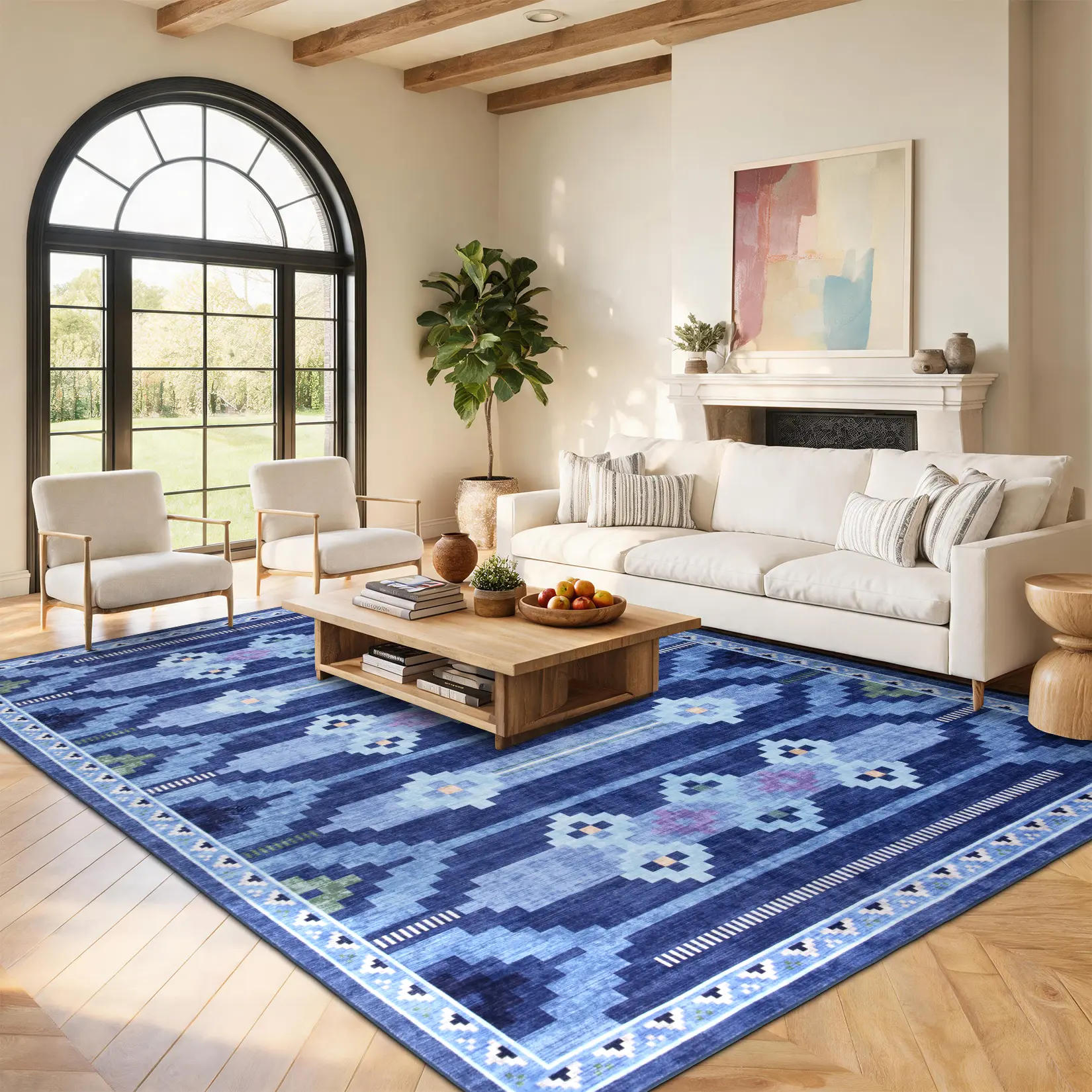 Washable Modern Geometric Print Area Rug Soft Foldable Non Slip Stain Resistant Non Shedding For Bedroom Living Room Kids Room Office Playroom indoor rug 