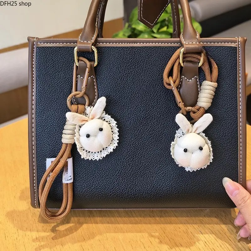 Handmade Rabbit Plush Keychain for Handbags Backpacks and Keys, Soft Fabric Pendant Charm With Handcrafted Decorative Vintage Style