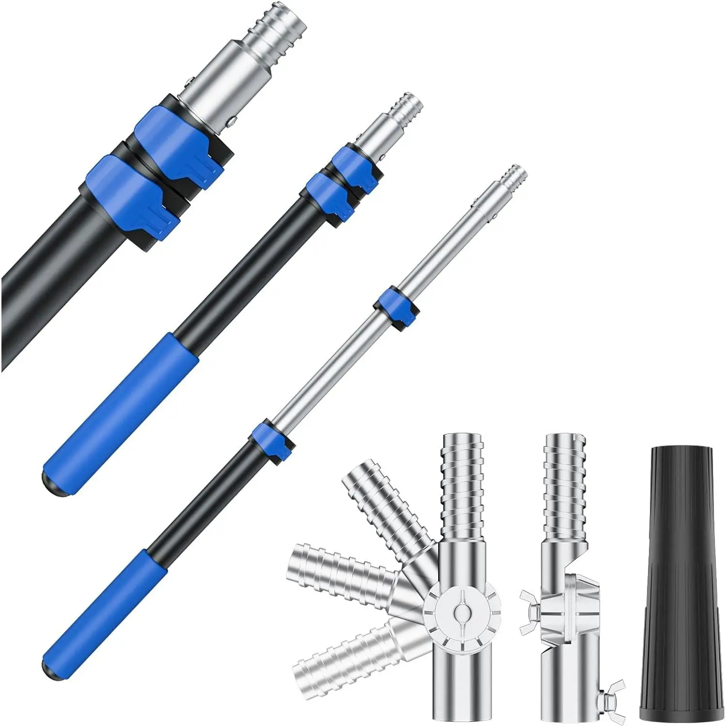 Telescoping Pole, 1.4-3 Ft with Joint Angle &  Adaptor,  Telescopic  Roller Extension Pole & Extendable Pole, Anti-Slip  Grip, Multi-Purpose Gutter Window Dust Cleaning Pole