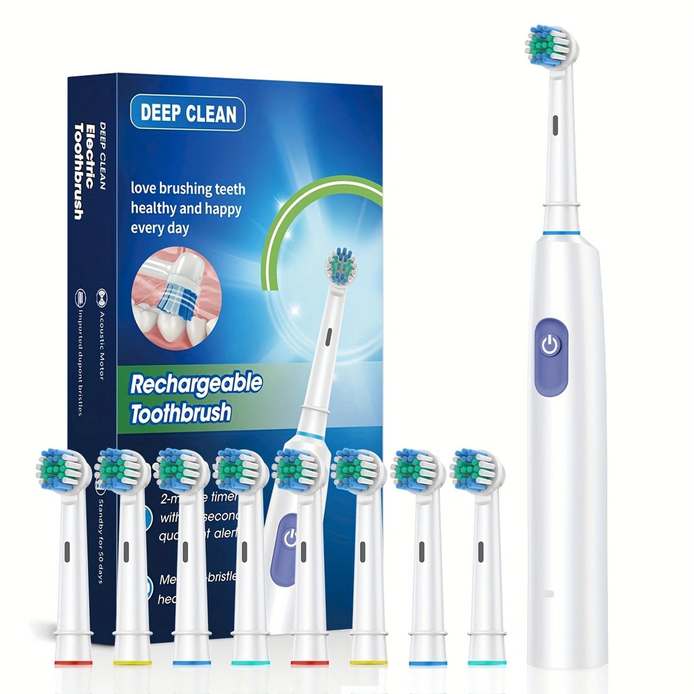 Rechargeable Electric Toothbrush Set, 1 Box Electric Toothbrush with 8 Counts Replacement Brush Heads, Intelligent Timer Toothbrushes for Adults