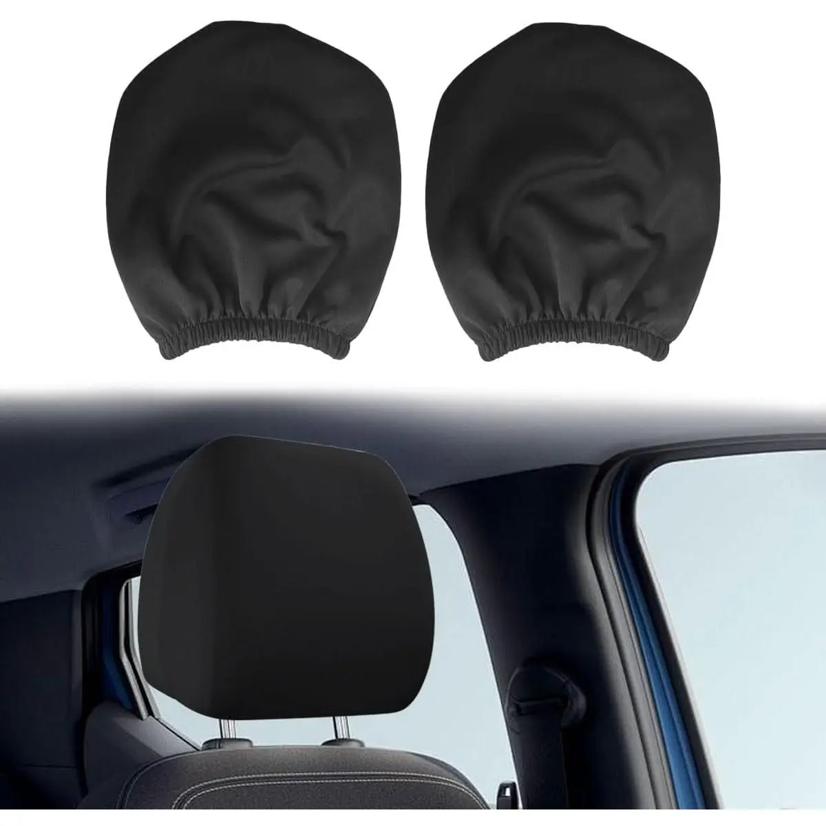 2 count Soft   Rest Cover Protector -   Seat Headrest Cover -  Headrest Anti-Dirty Covers  Headrest Protector - Auto Interior Decorative Accessories for   (Black)