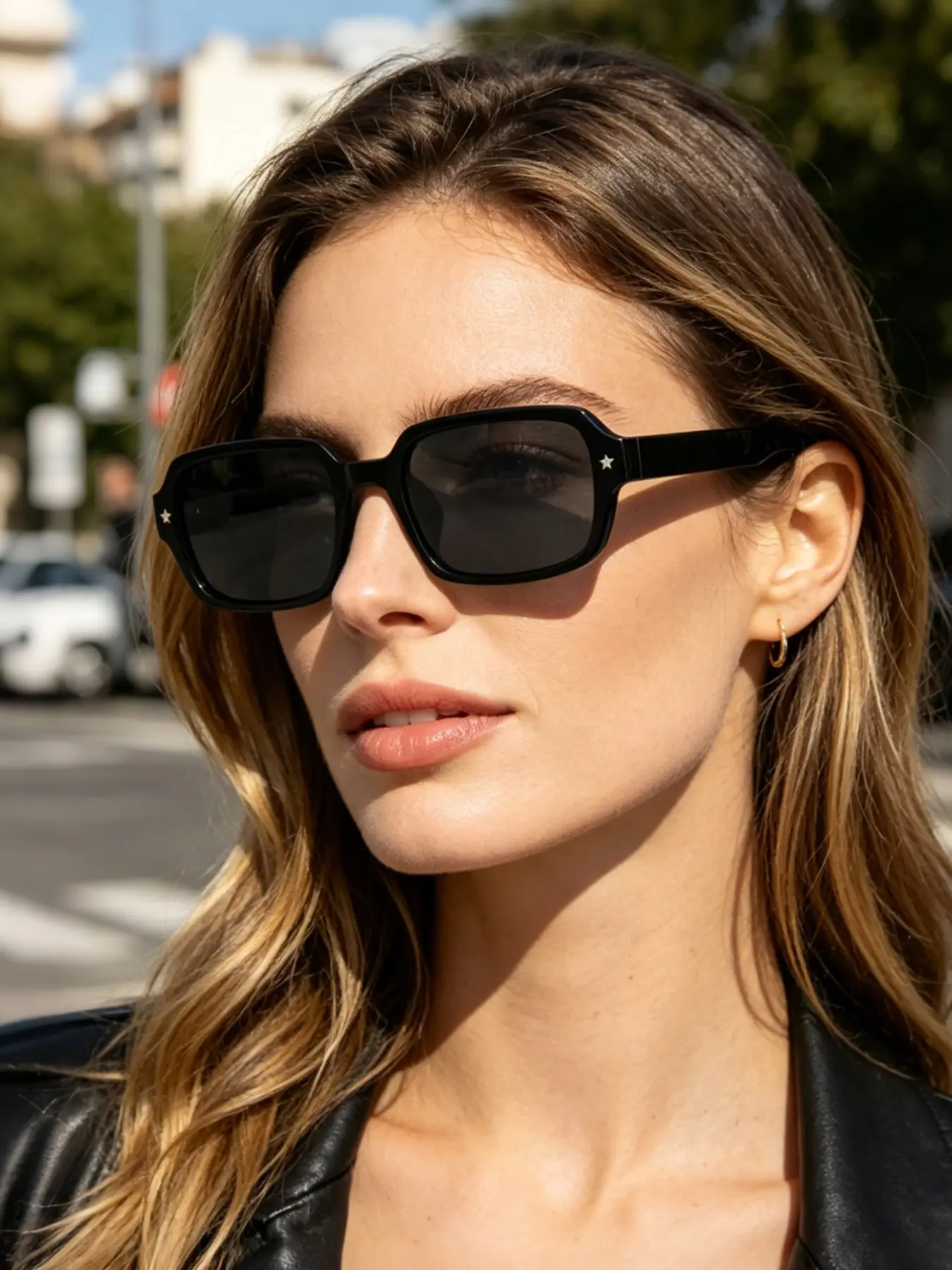 Women's Silver Color Star-Decorated Sunglasses, Lightweight Comfortable Frame, Casual Style for All Seasons, Perfect for Outing & Shopping