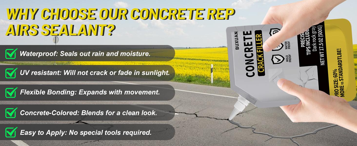 Concrete Crack Filler, Cement Crack Filler, Waterproof Repair Sealant, Quick-Drying Sealing, for Driveway, Walkway,, Joint (1)