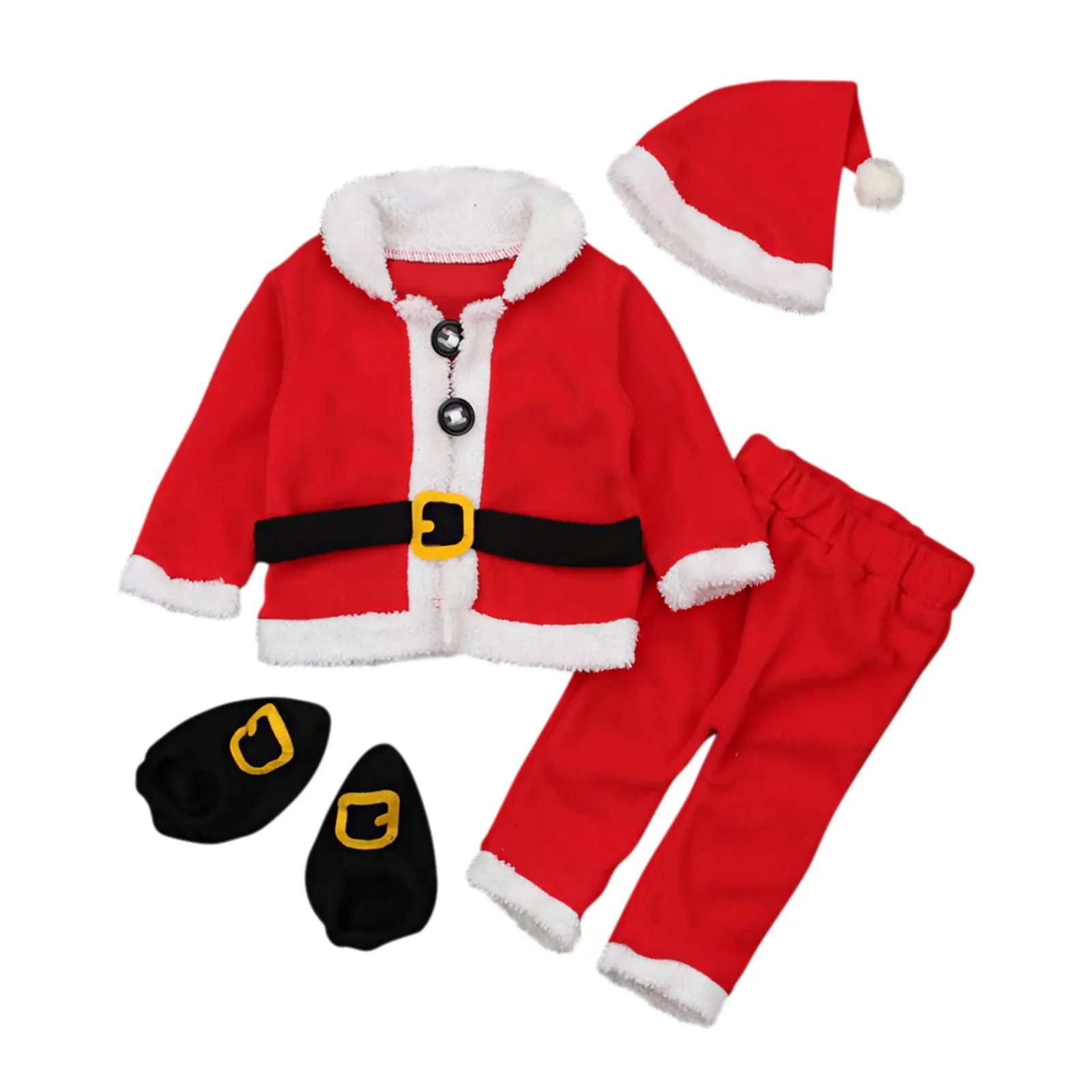 Baby Santa Costume Deluxe Plush Christmas Jacket Pants Hat Socks Set Cute Holiday Dress Up