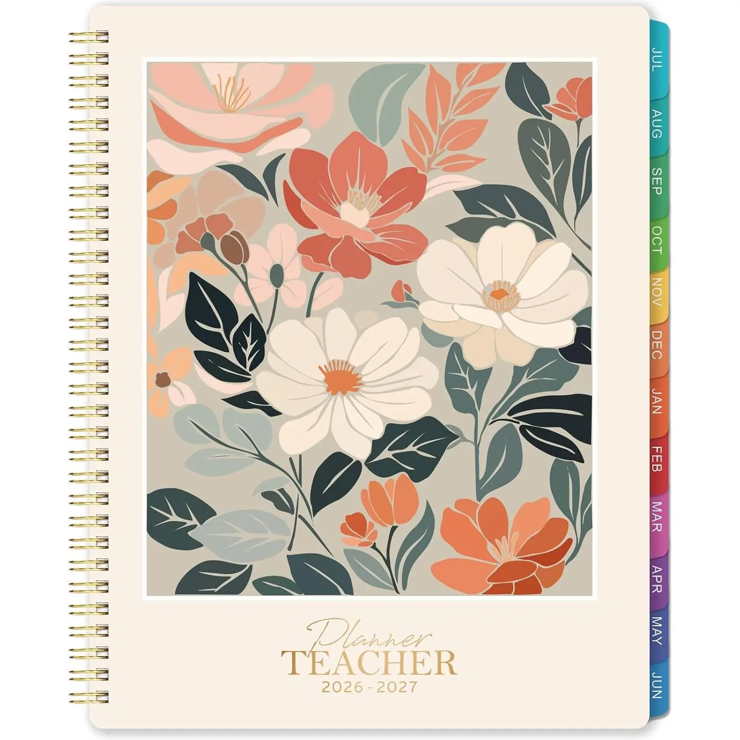 Teacher Planner 2026-2027 - 2026-2027 Teacher Planner | Weekly & Monthly Lesson Planner, July 2026 - June 2027, 8.5" x 11", Colorful Monthly Tabs, -Wire Binding,  Pocket