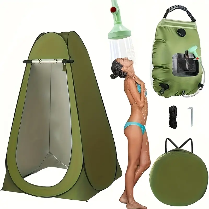 [Father's Day Gifts] Pop Up Privacy Tent Camping Shower Kit, 2pcs/Set, 5 Gallon Outdoor Portable Bag Instant Tent Sun Beach Easy Set Up And Foldable for Hiking, Fishing, Beach, Outdoor, Father's Day Gifts (Mix Versions Randomly)