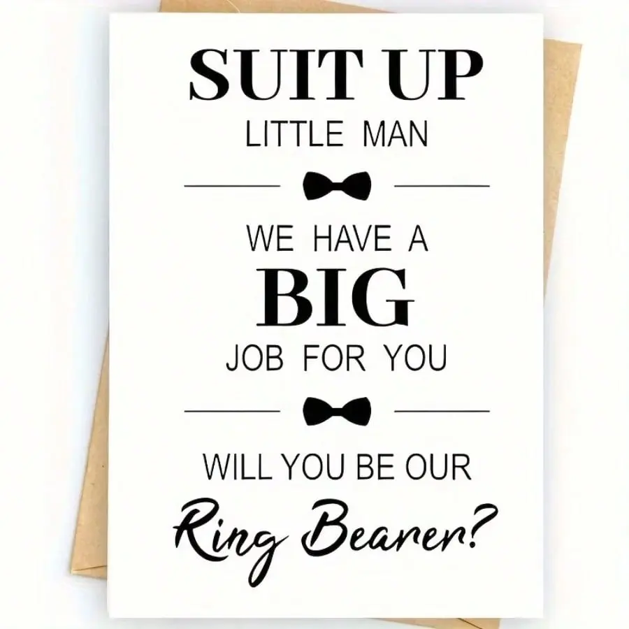 Wedding Card, Proposal Card, Will You Be My Ring Bearer?, Includes Envelope, Perfect for Weddings and Proposals, Elegant Design