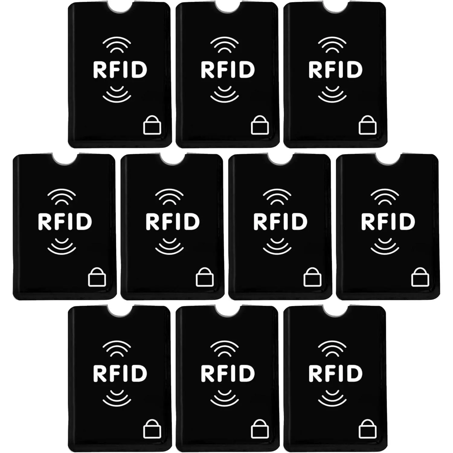 Set of 10 RFID Blocking Sleeves, Durable, Compact,  | Blocks RFID Signals To Protect Cards From  , Fs Any Wallet Or Purse