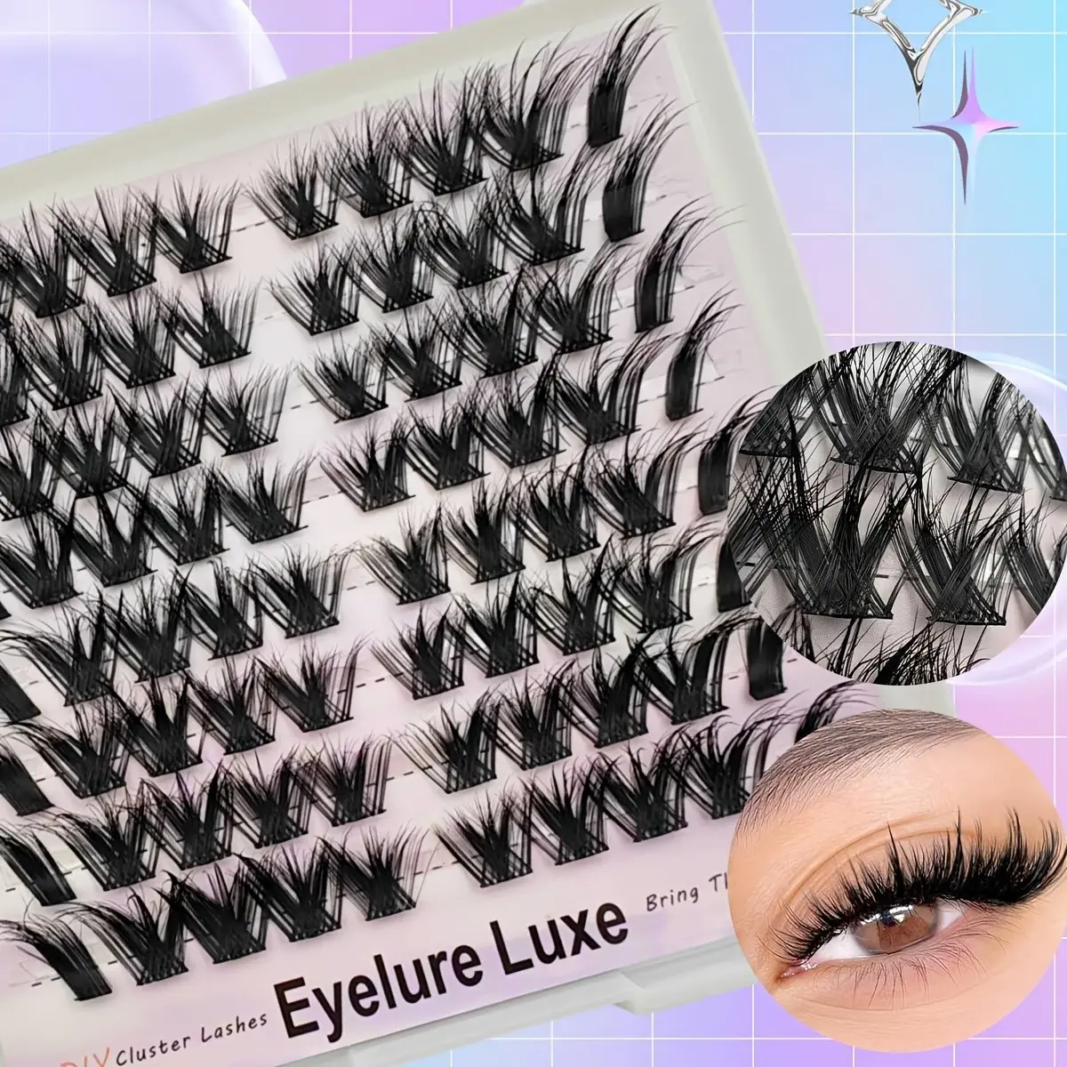 80pcs Self-Adhesive False Eyelashes, Mixed Length, Doll Style, CC Curl, Soft Natural Look, Reusable, DIY Home Use, Feathered Lashes
