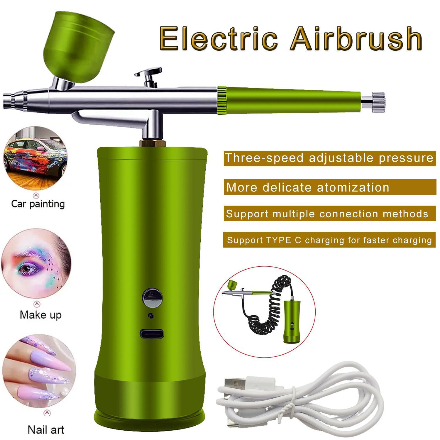 Electric Airbrush Kit with Compressor, Rechargeable Portable Cordless Air Brush Set, Handheld Airbrush Gun for Nail Art, Makeup, Painting and Cake Decor, Expert Airbrush Kit, Metal #GLOBAL PICKS