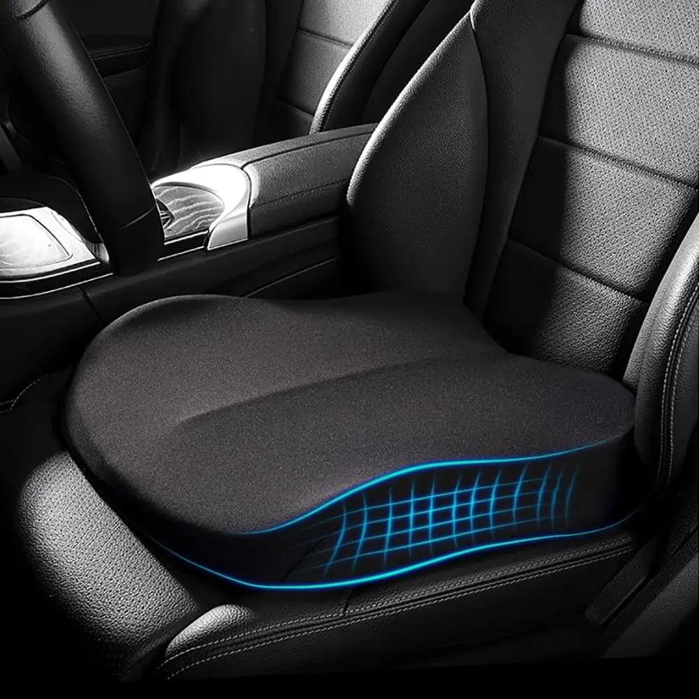 Adult Booster Car Seat Cushion, Wedge Memory Foam Pad for Driving Seat, Effectively Increase Height By 3.94 inch, Car Travel Accessories for Long Trips, (Black)Gift
