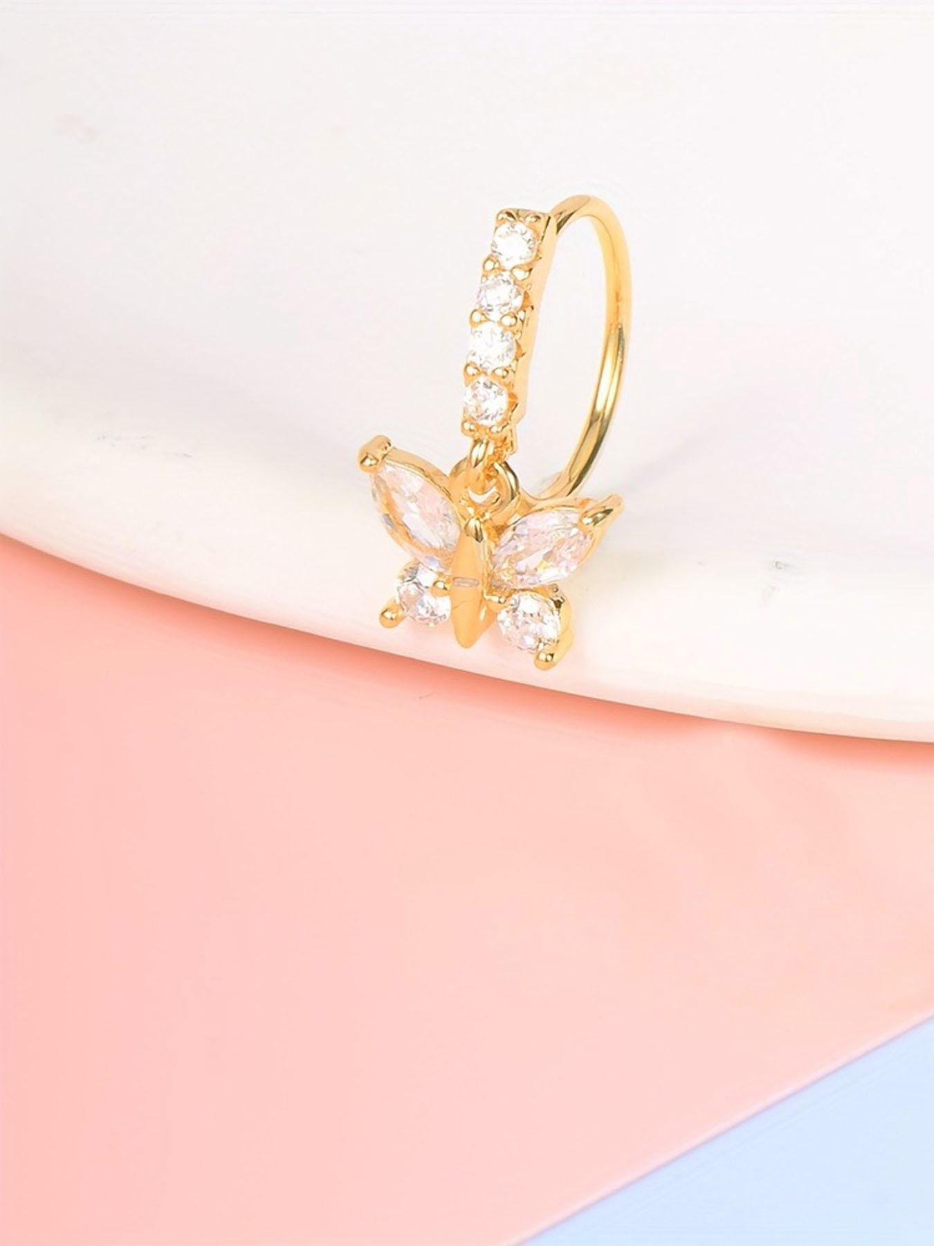 Unisex Rhinestone Decorated Nose Ring, Septum Ring, Elegant Round Nose Rings For Men And Women, Body Jewelry For Party