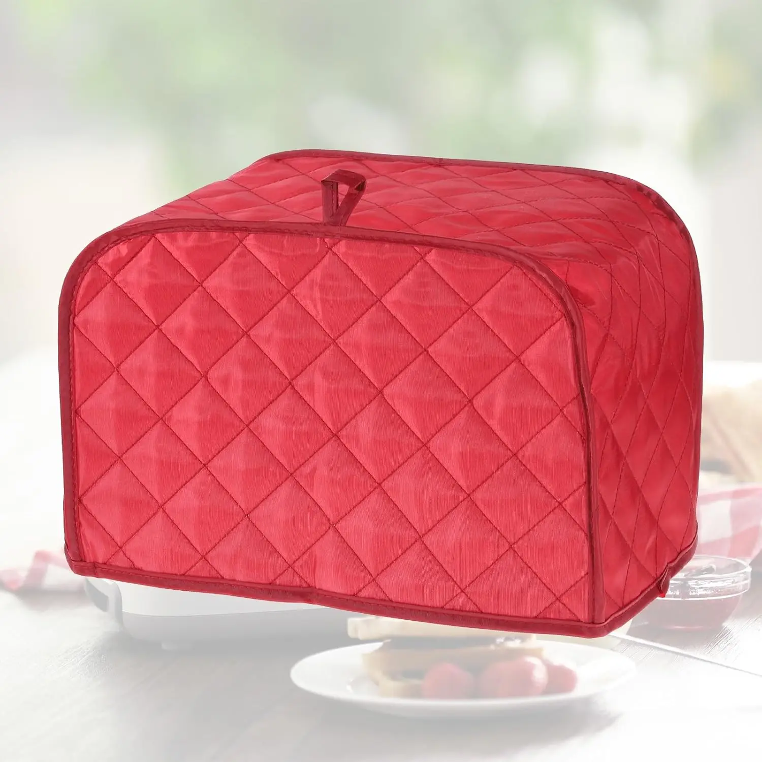Toaster Cover 2 Slice, Two Slice Bread Machine Cover Quilted Toaster Covers, Small Appliance Covers For Kitchen, Kitchen Appliance CoversPolyester and Cotton Quilted, Red