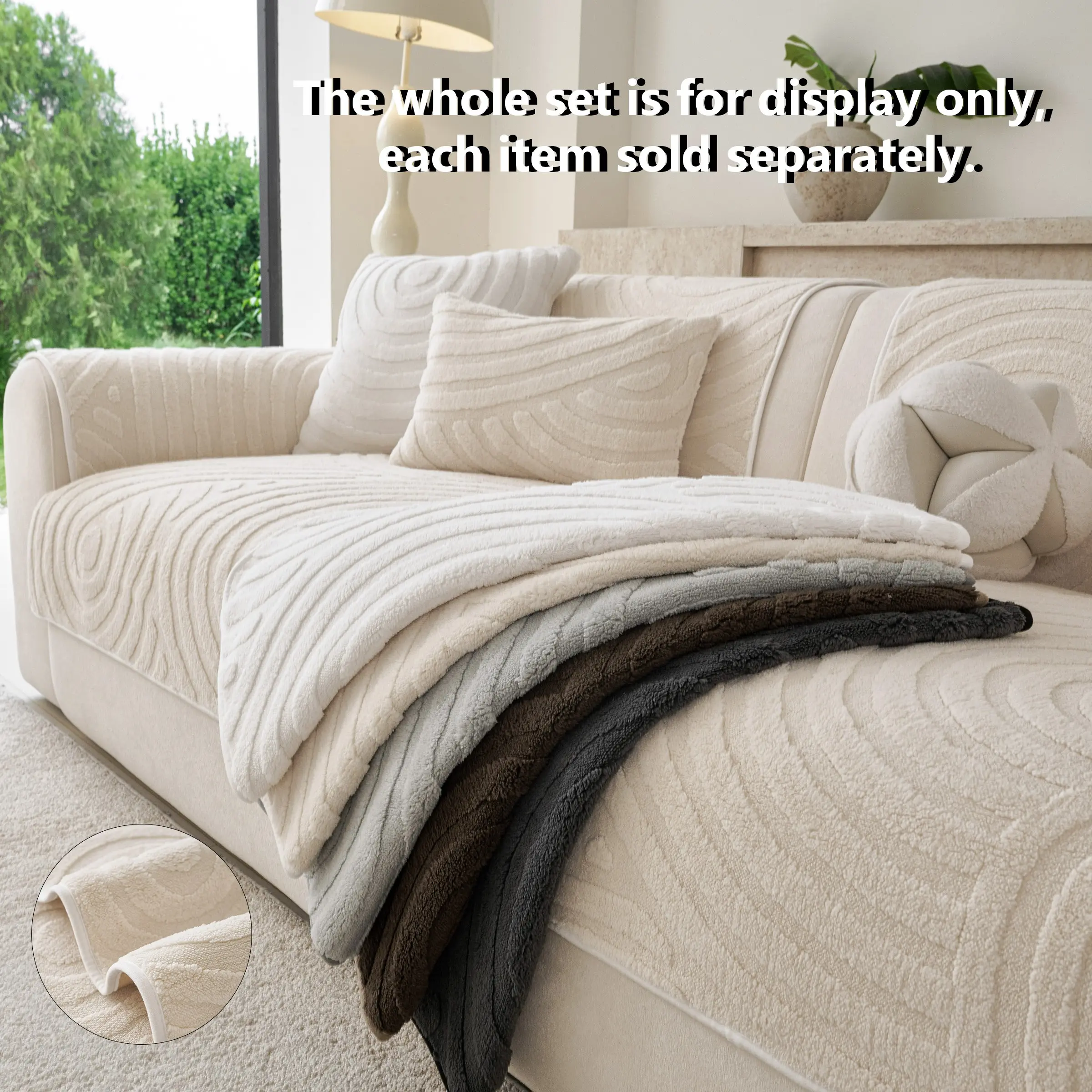 1pc Soft Velvet Sofa Cushion, Dust-Proof, Pet-Friendly, Suitable for All Seasons, Modern Style, Reusable