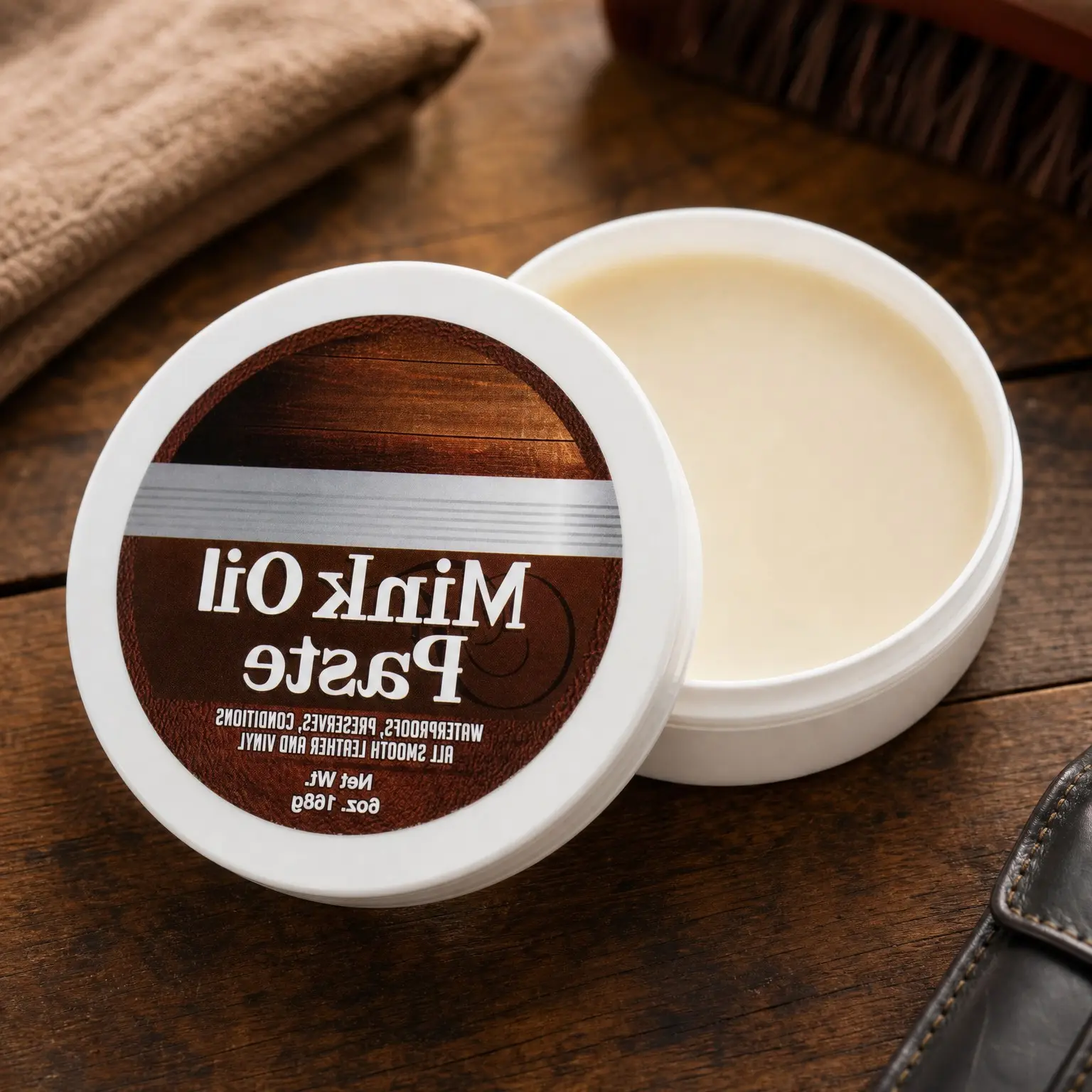 Mink Oil Leather Cleaner & Conditioner for Boots, Shoes, Couches, Purses & Belts (6 oz) – Waterproof, Softens & Preserves Smooth Leathercraft & Vinyl, Prevents Salt StainsGift