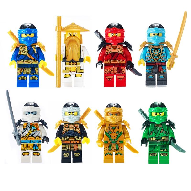 Building blocks gold ninja humanoid dolls educational splicing toys mini characters children's birthday gifts cartoon characterspopular popular