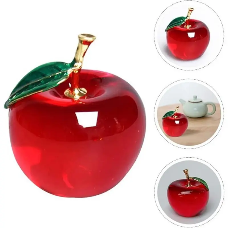Creative Apple-Shaped Glass Ornament, 1 Box Modern Desktop Tabletop Decorative Ornament, Home Decor Supplies for Living Room Bedroom Dining Room, Fruit