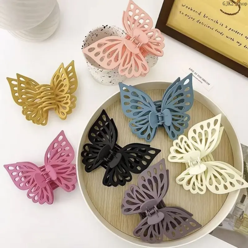 7 Colors Hollow Butterfly Hair Claw Clips, Large Matte Butterfly Shark Hair Clips, Elegant Hollow Hair Barrettes for Women Thick Hair