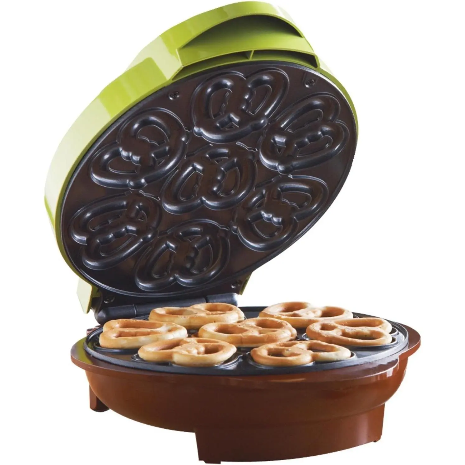 Mini Pretzel Maker Machine Non-Stick, Green, 8-3/4inx9-3/4inx4-1/2in