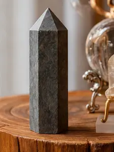 1pc Shungite Tower Point, Natural Gemstone Obelisk, Polished Crystal Wand, Metaphysical Rock Mineral Specimen, Home Decor Collection