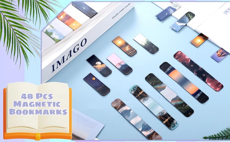 48 Pcs Magnetic Bookmarks, 24 Styles Cute Landscape Magnet Book Markers Magnetic Page Clip, Funny Magnet Page Markers Gifts for Women Men Reading 48 Pcs Magnetic Bookmarks, 24 Styles Cute Landscape Magnet Book Markers Magnetic Page Clip, Funny Magnet Page Markers Gifts for Women Men Reading