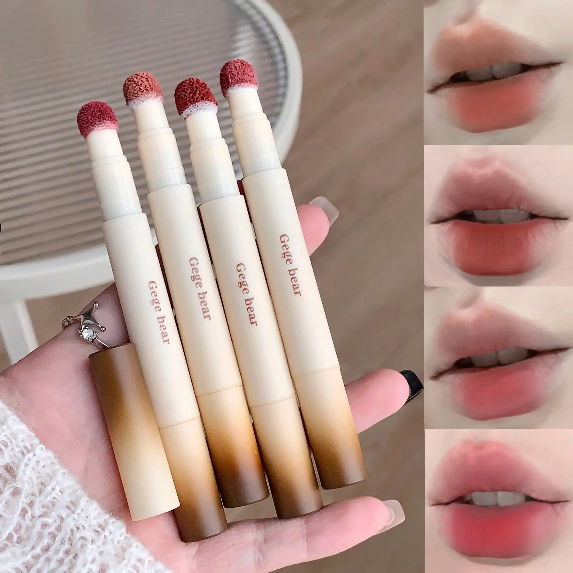 4-piece set Velvet Mist Lip Cream, Velvet Matte, Fake No-Makeup Look, Brightening, Color-Pop Matte Long-Lasting Lipstick, Matte Lipstick Kit, Lipgloss