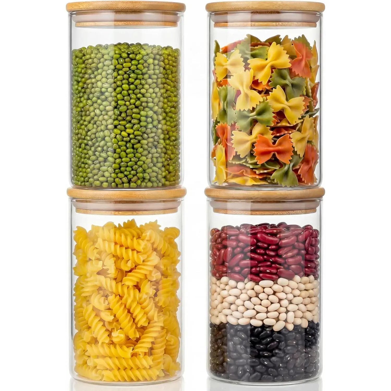 32oz - 4 Pack Glass Jars with  , Glass Pantry Storage Containers with Airtight , Round Air Tigh  Storage Canisters for Cereal, Pasta, Flour, Sugar, Rice,  for Kitchen Organizer