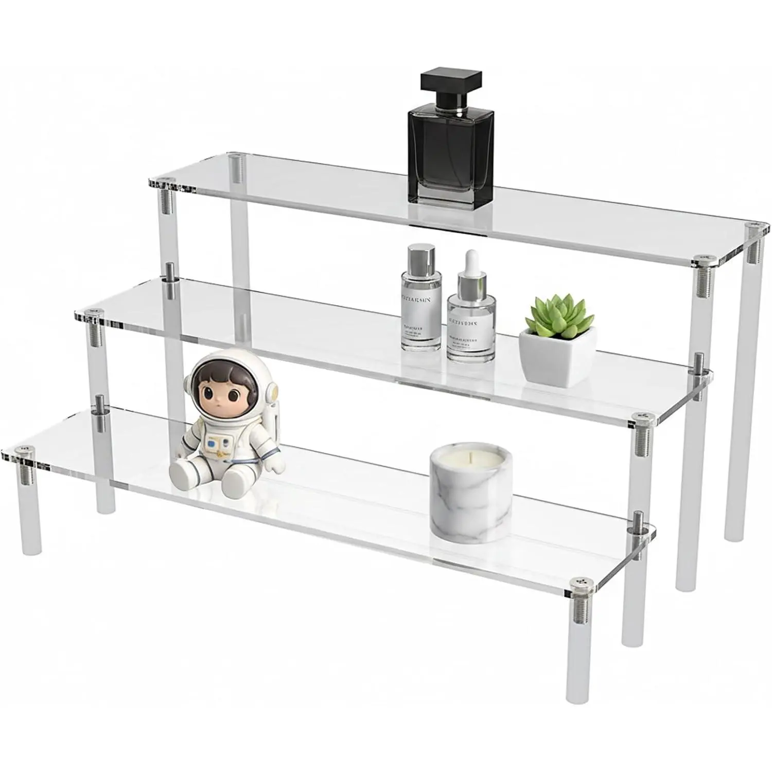 Perfume Organizer Stand 3-Tier Clear Display for  &  | 4mm Thick , -Clear Display, For Cologne, , Skincare, , Dessert, Retail Displays &  Decor