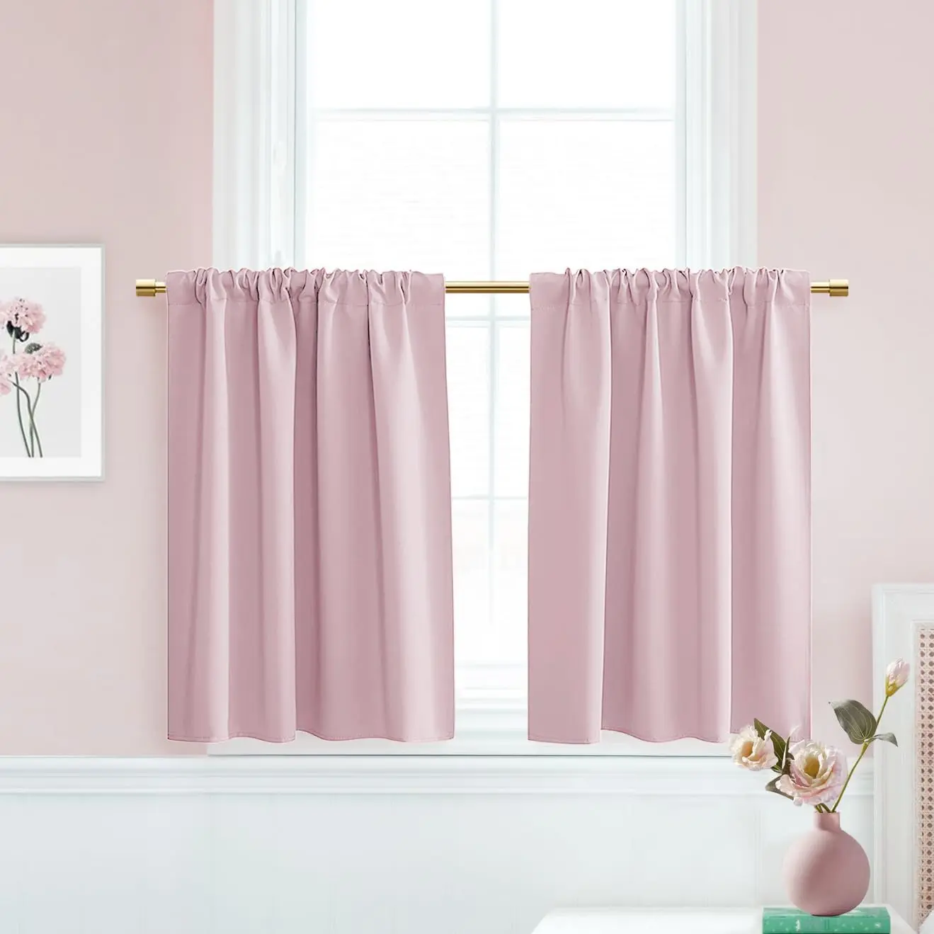 Bunk Bed Curtains for Dorm RV Bed Bottom,Blackout 36 Inch Length 2 Panel Sets Short Kids Room Curtains for Girls Bedroom