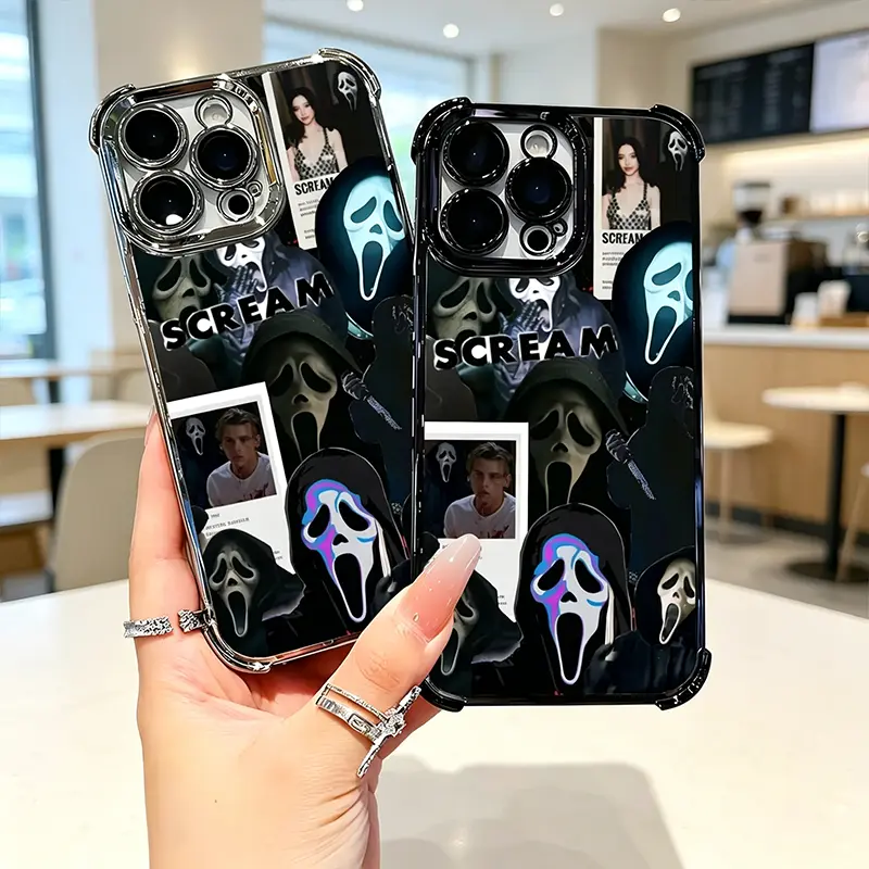 Scream Horror Ghostface Smartphone Protector Case, Handheld Cellphone Protection Casing for iPhone 17 Pro Max 16 15 14 13 12 11 Pro Max X XS & Samsung S22 S23 S24 S25 S26 Plus Ultra, Ideal for Horror Fans, Halloween Gift, Cover