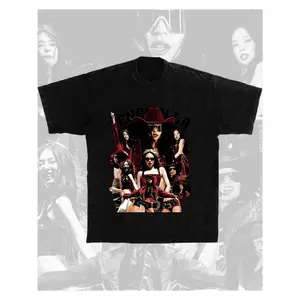 Jennie 2025 Graphic Tee - Black Bohemian Style Short Sleeve Shirt with Vibrant Stage Print, Round Neck Regular Fit T-Shirt for Kpop Fans , Breathable Fabric, Comfortable Casual Wear for Concerts, Festivals And Summer Outings