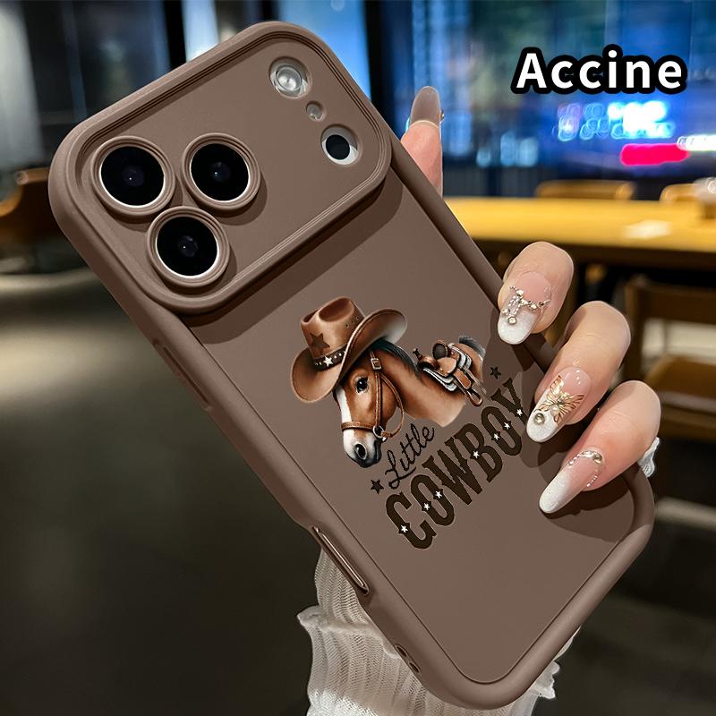 Compatible with  iPhone 17 Pro Max 16 Plus 15 14 13 12 11 XR Air E Case Horse in Cowboy Hat Pattern Soft Non Slip Rugged Durable Smartphone Cover for Boy