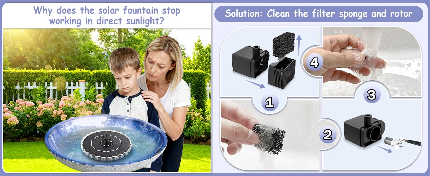 Solar Fountain Colorful Ring Lights, 2026 3.5W Solar Water Fountain with 2000mah Battery, Solar Fountain Pump for Bird Bath, Pond, Pool, Outdoor