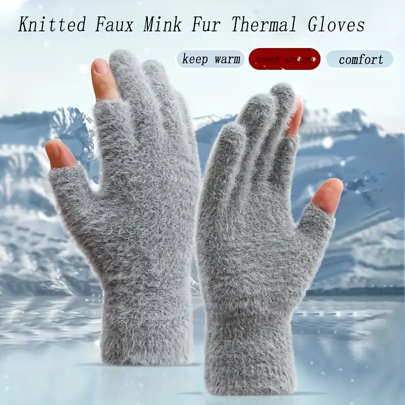 Unisex thermal gloves, screen-compatible finger gloves, suitable for cold weather, outdoor running and outdoor running, winter matching, comfortable winter, soft fabric, winter travelers, suitable for both men and women