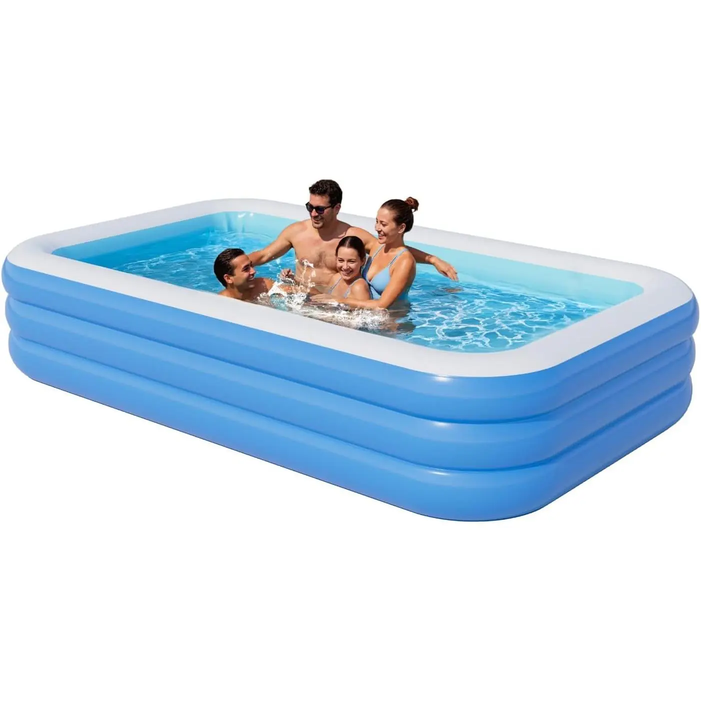 115" x 68" x 22" Rectangular Inflatable Blow Up Swimming Pool, Large Family Pool for Kids and Adults