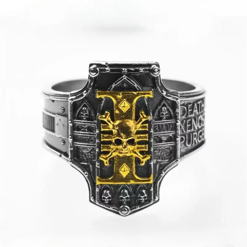 Rugged Punk Skull Signet Ring for Men Vintage Gothic Mechanical Skull Punk Ring Heavy Duty Stainless Steel Punk Skull Band Ring