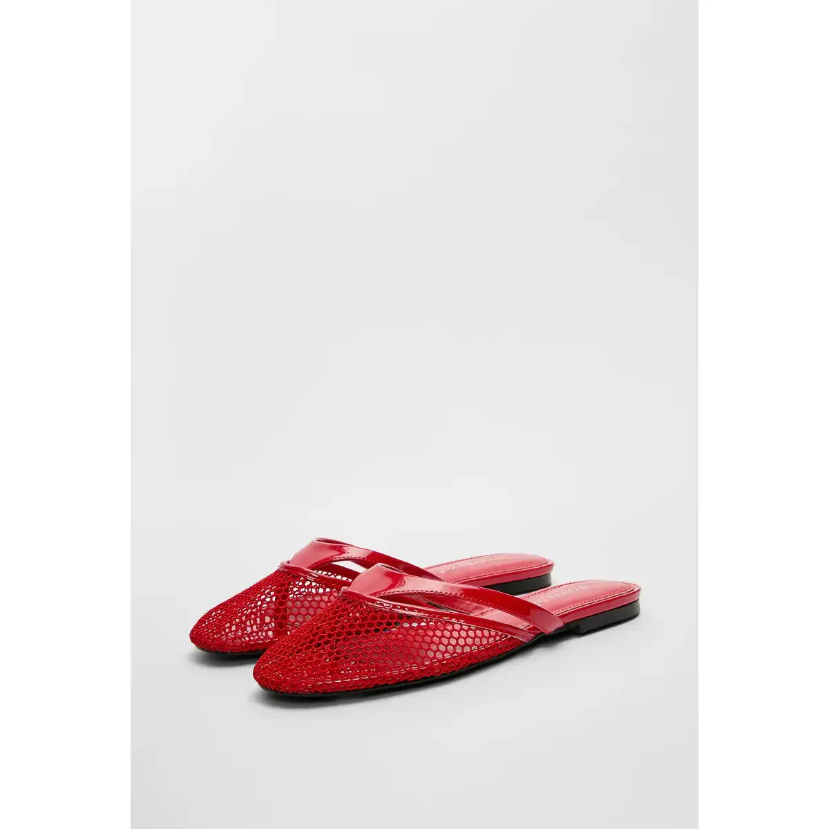 Women's Slip On Mules, Classic Honeycomb Mesh Flats with Crisscross Patent Straps, Breathable Square Toe Summer Beach Shoes, Backless, Sightseeing