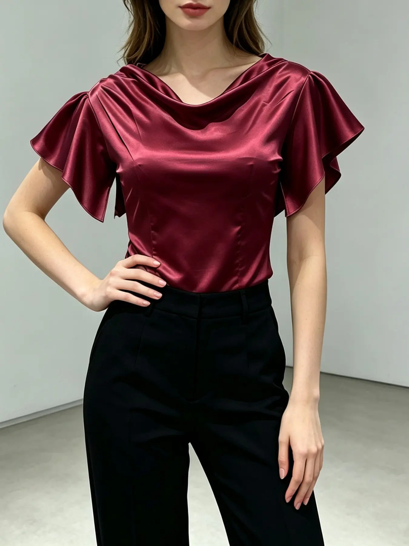 Elegant Casual Summer Sexy Cap Sleeve Asymmetrical Hem T-Shirt, Fitted Women's Fashion Top, Comfortable and Stylish, Chic, Everyday, Perfect for Daily Wear